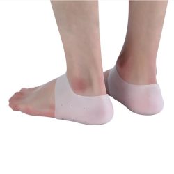 2pcs Silicone Heel Socks Gel Footing Care Pad With Hole Feet Cracked Skin Moisturizing Foot Care Anti Cracking Protective Sleeve