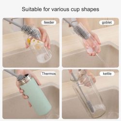 1pc Cup Brush Silicone Cup Scrubber Glass Cleaner Kitchen Cleaning Tool Long Handle Drink Bottle Glass Cup Cleaning Brushes