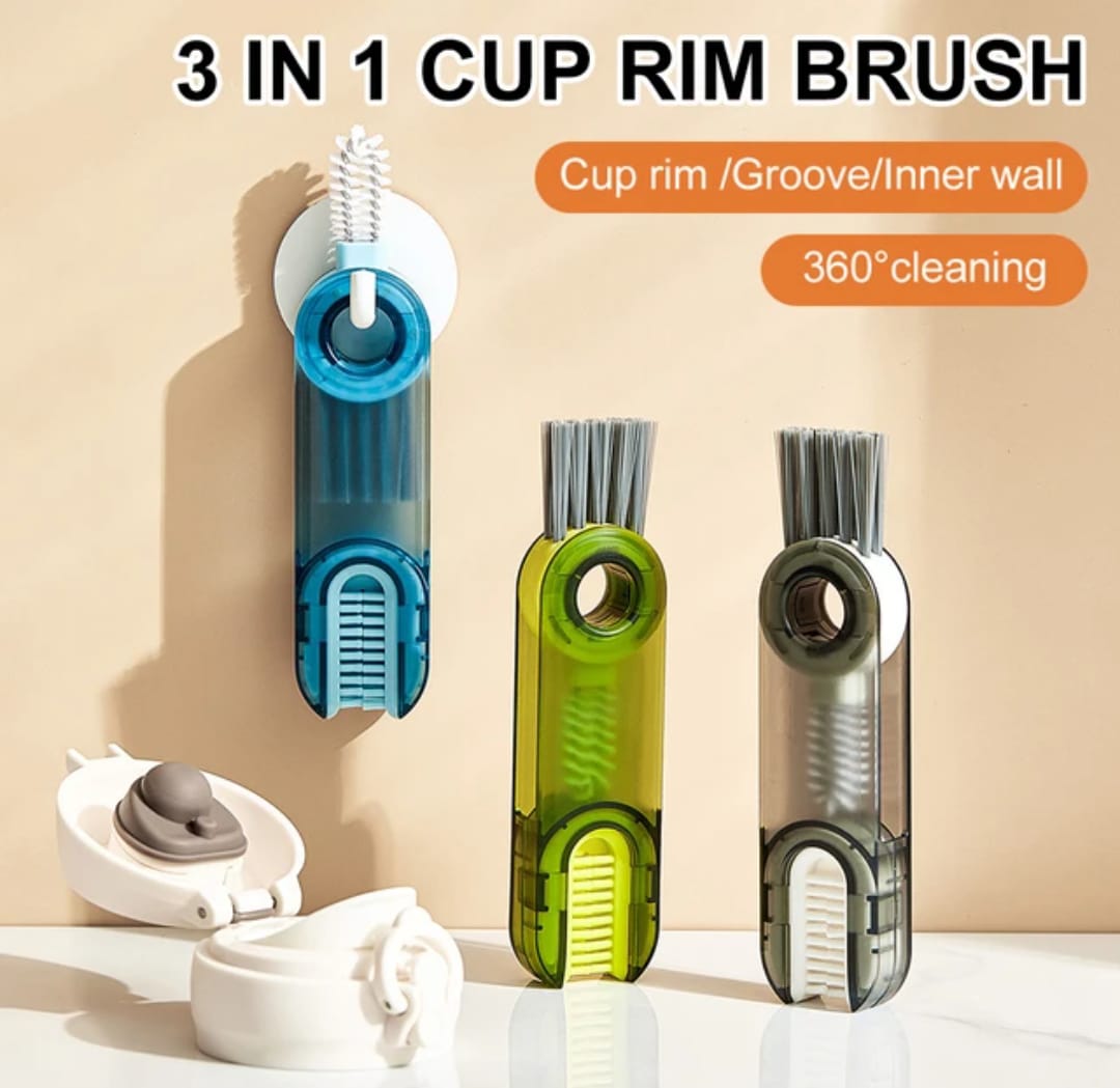 3-in-1 U-shaped Cup Rim Cleaning Brush Multifunctional Mini Groove Gap Cleaner Brush Rotatable Bottle Cup Cleaner Brush - Image 2